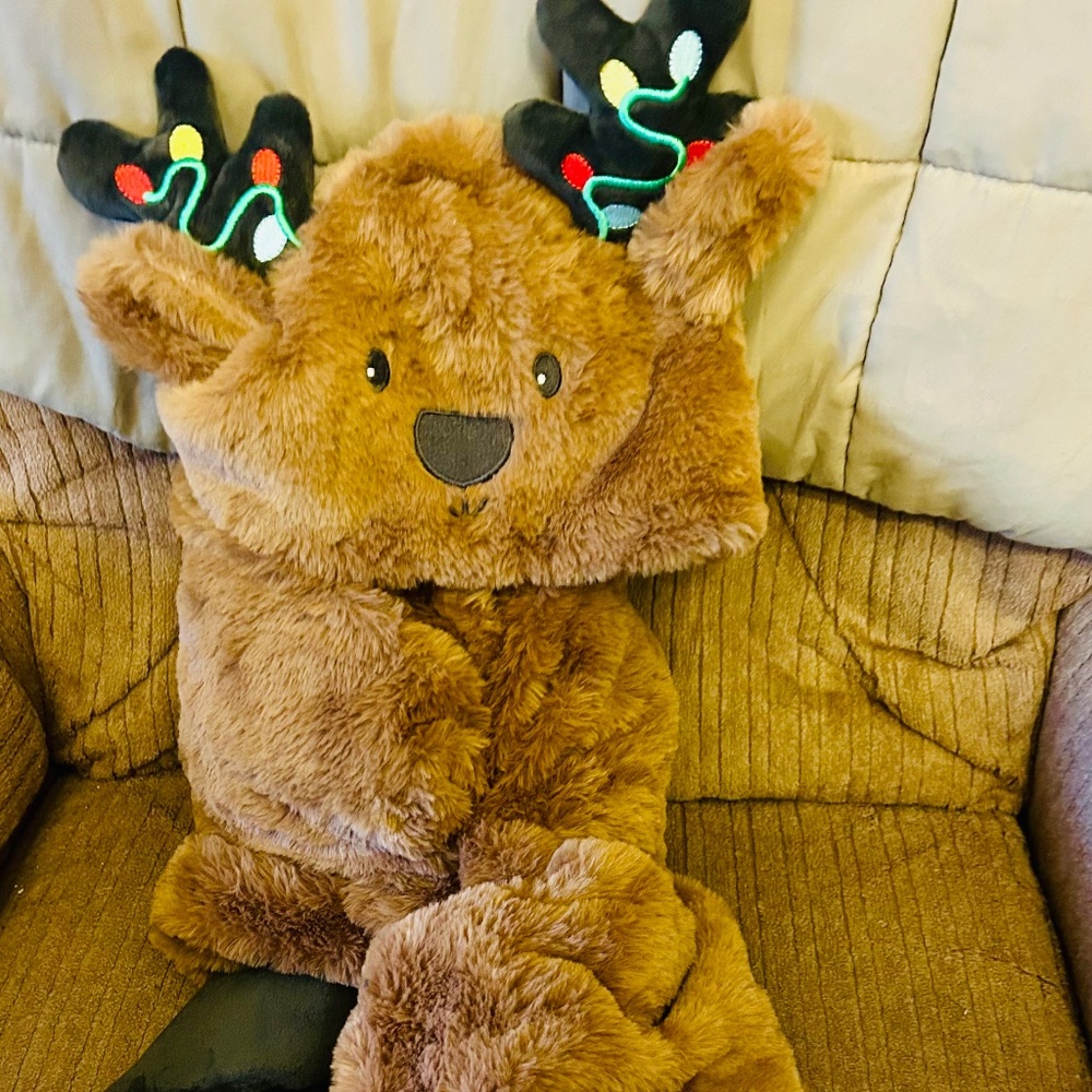 Reindeer Blanket Hooded Plush Throw